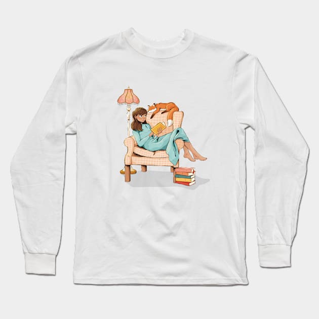 A Girl and Her Fox Long Sleeve T-Shirt by Jasmine Allan Draws